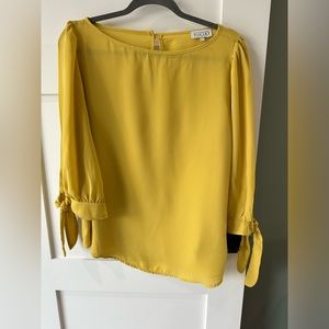 Via Jay blouse shirt yellow tie sleeve size XL